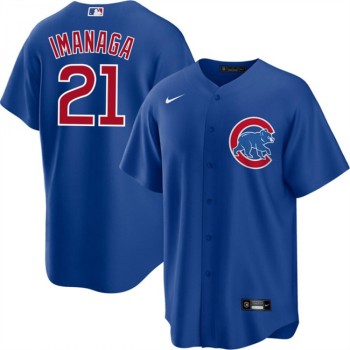 Men's Chicago Cubs #21 Shota Imanaga Blue Cool Base Stitched Baseball Jersey Men's Chicago Cubs #21 Shota Imanaga Blue Cool Base Stitched Baseball Jersey