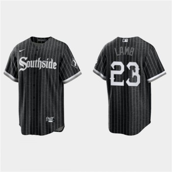 Men's Chicago White Sox #23 Jake Lamb Black 2021 City Connect Cool Base Stitched Jersey Men's Chicago White Sox #23 Jake Lamb Black 2021 City Connect Cool Base Stitched Jersey