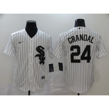 Men's Chicago White Sox #24 Yasmani Grandal White Cool Base Stitched MLB Jersey Men's Chicago White Sox #24 Yasmani Grandal White Cool Base Stitched MLB Jersey