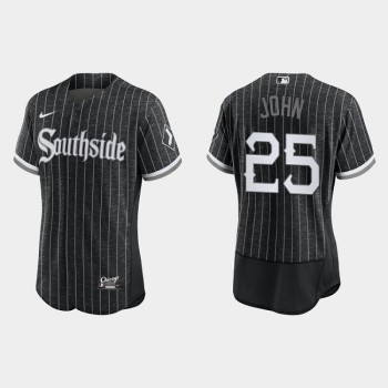 Men's Chicago White Sox #25 Tommy John Black 2021 City Connect Flex Base Stitched Jersey Men's Chicago White Sox #25 Tommy John Black 2021 City Connect Flex Base Stitched Jersey