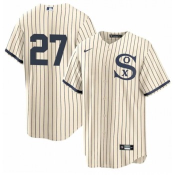 Men's Chicago White Sox #27 Lucas Giolito 2021 Cream/Navy Field of Dreams Cool Base Stitched Jersey Men's Chicago White Sox #27 Lucas Giolito 2021 Cream/Navy Field of Dreams Cool Base Stitched Jersey