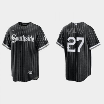 Men's Chicago White Sox #27 Lucas Giolito Black 2021 City Connect Cool Base Stitched Jersey Men's Chicago White Sox #27 Lucas Giolito Black 2021 City Connect Cool Base Stitched Jersey