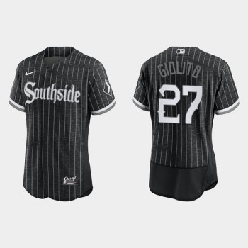 Men's Chicago White Sox #27 Lucas Giolito Black 2021 City Connect Flex Base Stitched Jersey Men's Chicago White Sox #27 Lucas Giolito Black 2021 City Connect Flex Base Stitched Jersey