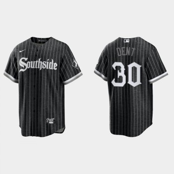 Men's Chicago White Sox #30 Bucky Dent Black 2021 City Connect Cool Base Stitched Jersey Men's Chicago White Sox #30 Bucky Dent Black 2021 City Connect Cool Base Stitched Jersey