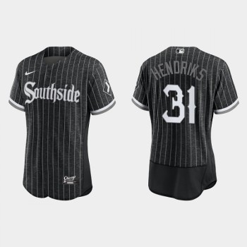 Men's Chicago White Sox #31 Liam Hendriks Black 2021 City Connect Flex Base Stitched Jersey Men's Chicago White Sox #31 Liam Hendriks Black 2021 City Connect Flex Base Stitched Jersey