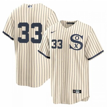 Men's Chicago White Sox #33 Lance Lynn 2021 Cream/Navy Field of Dreams Cool Base Stitched Jersey Men's Chicago White Sox #33 Lance Lynn 2021 Cream/Navy Field of Dreams Cool Base Stitched Jersey