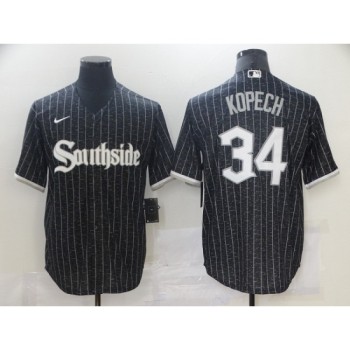 Men's Chicago White Sox #34 Michael Kopech Black 2021 City Connect Cool Base Stitched Jersey Men's Chicago White Sox #34 Michael Kopech Black 2021 City Connect Cool Base Stitched Jersey