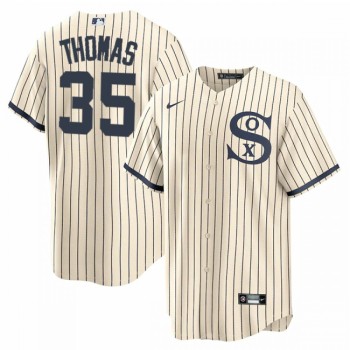 Men's Chicago White Sox #35 Frank Thomas 2021 Cream/Navy Name&Number Field of Dreams Cool Base Stitched Jersey Men's Chicago White Sox #35 Frank Thomas 2021 Cream/Navy Name&Number Field of Dreams Cool Base Stitched Jersey
