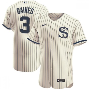 Men's Chicago White Sox #3 Harold Baines 2021 Cream/Navy Field of Dreams Name&Number Flex Base Stitched Jersey Men's Chicago White Sox #3 Harold Baines 2021 Cream/Navy Field of Dreams Name&Number Flex Base Stitched Jersey