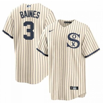Men's Chicago White Sox #3 Harold Baines 2021 Cream/Navy Name&Number Field of Dreams Cool Base Stitched Jersey Men's Chicago White Sox #3 Harold Baines 2021 Cream/Navy Name&Number Field of Dreams Cool Base Stitched Jersey