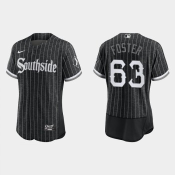 Men's Chicago White Sox #63 Matt Foster Black 2021 City Connect Flex Base Stitched Jersey Men's Chicago White Sox #63 Matt Foster Black 2021 City Connect Flex Base Stitched Jersey