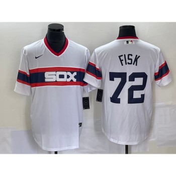 Men's Chicago White Sox #72 Carlton Fisk White Cool Base Stitched Jersey Men's Chicago White Sox #72 Carlton Fisk White Cool Base Stitched Jersey