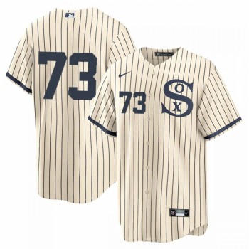 Men's Chicago White Sox #73 Yermin Mercedes 2021 Cream/Navy Field of Dreams Cool Base Stitched Jersey Men's Chicago White Sox #73 Yermin Mercedes 2021 Cream/Navy Field of Dreams Cool Base Stitched Jersey