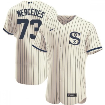 Men's Chicago White Sox #73 Yermin Mercedes 2021 Cream/Navy Field of Dreams Name&Number Flex Base Stitched Jersey Men's Chicago White Sox #73 Yermin Mercedes 2021 Cream/Navy Field of Dreams Name&Number Flex Base Stitched Jersey