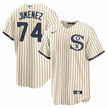Men's Chicago White Sox #74 Eloy Jimenez 2021 Cream/Navy Name&Number Field of Dreams Cool Base Stitched Jersey Men's Chicago White Sox #74 Eloy Jimenez 2021 Cream/Navy Name&Number Field of Dreams Cool Base Stitched Jersey