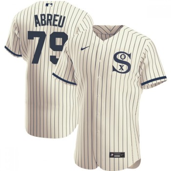 Men's Chicago White Sox #79 Jose Abreu 2021 Cream/Navy Field of Dreams Name&Number Flex Base Stitched Jersey Men's Chicago White Sox #79 Jose Abreu 2021 Cream/Navy Field of Dreams Name&Number Flex Base Stitched Jersey