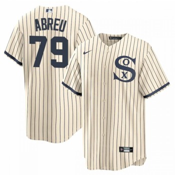 Men's Chicago White Sox #79 Jose Abreu 2021 Cream/Navy Name&Number Field of Dreams Cool Base Stitched Jersey Men's Chicago White Sox #79 Jose Abreu 2021 Cream/Navy Name&Number Field of Dreams Cool Base Stitched Jersey
