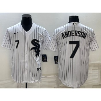 Men's Chicago White Sox #7 Tim Anderson White Cool Base Stitched Jersey