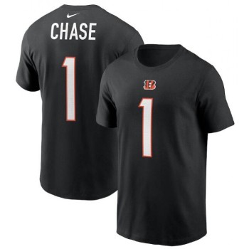 Men's Cincinnati Bengals #1 Ja'Marr Chase 2021 Black NFL Draft First Round Pick Player Name & Number T-Shirt Men's Cincinnati Bengals #1 Ja'Marr Chase 2021 Black NFL Draft First Round Pick Player Name & Number T-Shirt