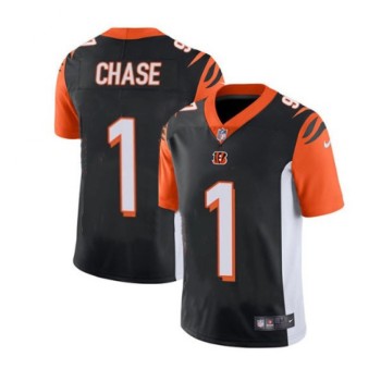 Men's Cincinnati Bengals #1 Ja'Marr Chase Black Vapor Untouchable Limited Stitched Jersey Men's Cincinnati Bengals #1 Ja'Marr Chase Black Vapor Untouchable Limited Stitched Jersey