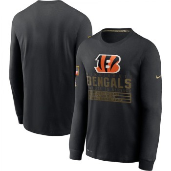 Men's Cincinnati Bengals 2020 Black Salute to Service Sideline Performance Long Sleeve T-Shirt Men's Cincinnati Bengals 2020 Black Salute to Service Sideline Performance Long Sleeve T-Shirt