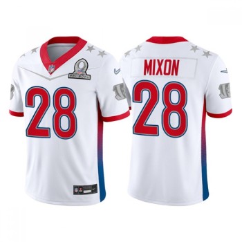 Men's Cincinnati Bengals #28 Joe Mixon 2022 White AFC Pro Bowl Stitched Jersey Men's Cincinnati Bengals #28 Joe Mixon 2022 White AFC Pro Bowl Stitched Jersey