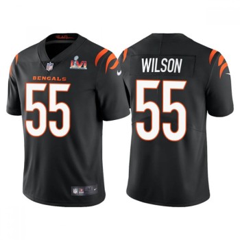 Men's Cincinnati Bengals #55 Logan Wilson 2022 Black Super Bowl LVI Vapor Limited Stitched Jersey Men's Cincinnati Bengals #55 Logan Wilson 2022 Black Super Bowl LVI Vapor Limited Stitched Jersey