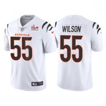 Men's Cincinnati Bengals #55 Logan Wilson 2022 White Super Bowl LVI Vapor Limited Stitched Jersey Men's Cincinnati Bengals #55 Logan Wilson 2022 White Super Bowl LVI Vapor Limited Stitched Jersey