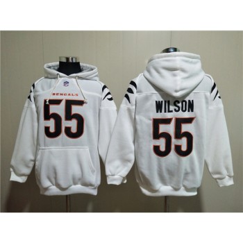 Men's Cincinnati Bengals #55 Logan Wilson White Pullover Hoodie Men's Cincinnati Bengals #55 Logan Wilson White Pullover Hoodie