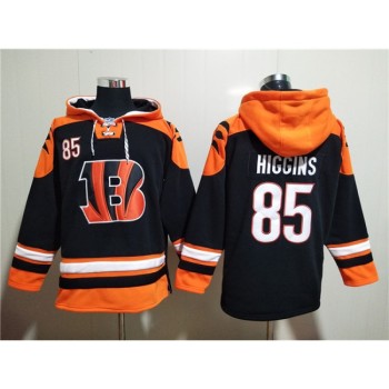 Men's Cincinnati Bengals #85 Tee Higgins Orange/Black Ageless Must-Have Lace-Up Pullover Hoodie