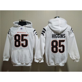Men's Cincinnati Bengals #85 Tee Higgins White Pullover Hoodie Men's Cincinnati Bengals #85 Tee Higgins White Pullover Hoodie