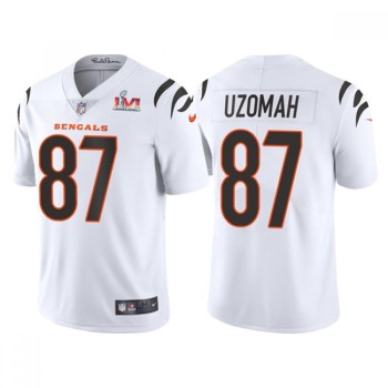 Men's Cincinnati Bengals #87 C.J. Uzomah 2022 White Super Bowl LVI Vapor Limited Stitched Jersey Men's Cincinnati Bengals #87 C.J. Uzomah 2022 White Super Bowl LVI Vapor Limited Stitched Jersey