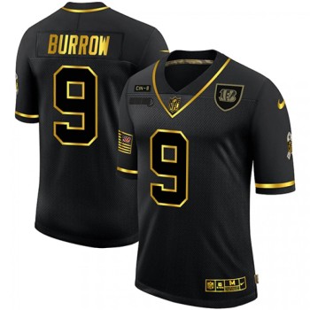 Men's Cincinnati Bengals #9 Joe Burrow 2020 Black/Gold Salute To Service Limited Stitched Jersey Men's Cincinnati Bengals #9 Joe Burrow 2020 Black/Gold Salute To Service Limited Stitched Jersey