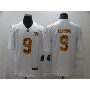 Men's Cincinnati Bengals #9 Joe Burrow 2020 White Leopard Print Fashion Limited Stitched Jersey Men's Cincinnati Bengals #9 Joe Burrow 2020 White Leopard Print Fashion Limited Stitched Jersey