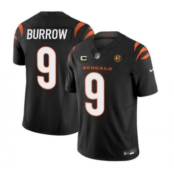 Men's Cincinnati Bengals #9 Joe Burrow Black 2023 F.U.S.E. With 4-star C Patch And John Madden Patch Vapor Limited Stitched Football Jersey Men's Cincinnati Bengals #9 Joe Burrow Black 2023 F.U.S.E. With 4-star C Patch And John Madden Patch Vapor Limited Stitched Football Jersey