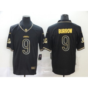 Men's Cincinnati Bengals #9 Joe Burrow Black Golden Limited Stitched NFL Jersey Men's Cincinnati Bengals #9 Joe Burrow Black Golden Limited Stitched NFL Jersey