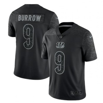Men's Cincinnati Bengals #9 Joe Burrow Black Reflective Limited Stitched Football Jersey Men's Cincinnati Bengals #9 Joe Burrow Black Reflective Limited Stitched Football Jersey