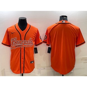 Men's Cincinnati Bengals Blank Orange With Patch Cool Base Stitched Baseball Jersey Men's Cincinnati Bengals Blank Orange With Patch Cool Base Stitched Baseball Jersey