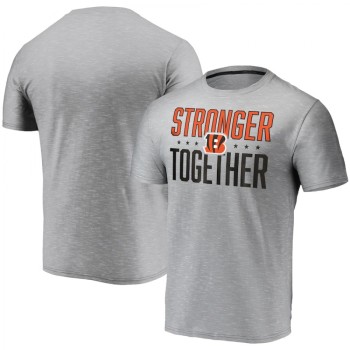 Men's Cincinnati Bengals Grey Charcoal Stronger Together T-Shirt Men's Cincinnati Bengals Grey Charcoal Stronger Together T-Shirt