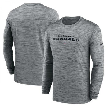 Men's Cincinnati Bengals Heather Gray Sideline Team Velocity Performance Long Sleeve T-Shirt Men's Cincinnati Bengals Heather Gray Sideline Team Velocity Performance Long Sleeve T-Shirt