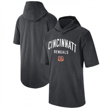 Men's Cincinnati Bengals Heathered Charcoal Sideline Training Hoodie Performance T-Shirt Men's Cincinnati Bengals Heathered Charcoal Sideline Training Hoodie Performance T-Shirt