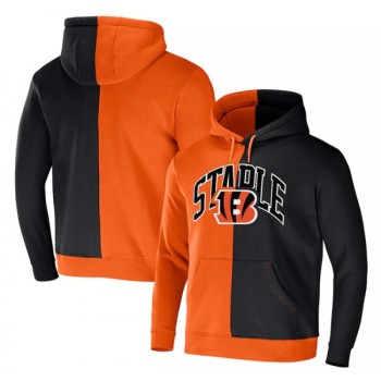 Men's Cincinnati Bengals Orange Black Split Logo Pullover Hoodie Men's Cincinnati Bengals Orange Black Split Logo Pullover Hoodie