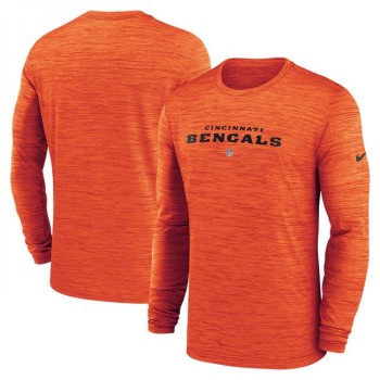 Men's Cincinnati Bengals Orange Sideline Team Velocity Performance Long Sleeve T-Shirt Men's Cincinnati Bengals Orange Sideline Team Velocity Performance Long Sleeve T-Shirt