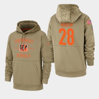 Men's Cincinnati Bengals #28 Joe Mixon Tan 2019 Salute to Service Sideline Therma Pullover Hoodie Men's Cincinnati Bengals #28 Joe Mixon Tan 2019 Salute to Service Sideline Therma Pullover Hoodie