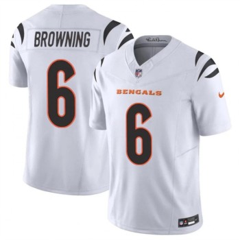 Men's Cincinnati Bengals #6 Jake Browning White 2023 F.U.S.E. Vapor Untouchable Limited Stitched Jersey Men's Cincinnati Bengals #6 Jake Browning White 2023 F.U.S.E. Vapor Untouchable Limited Stitched Jersey