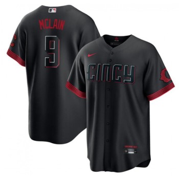 Men's Cincinnati Reds #9 Matt McLain Black 2023 City Connect Cool Base Stitched Baseball Jersey Men's Cincinnati Reds #9 Matt McLain Black 2023 City Connect Cool Base Stitched Baseball Jersey