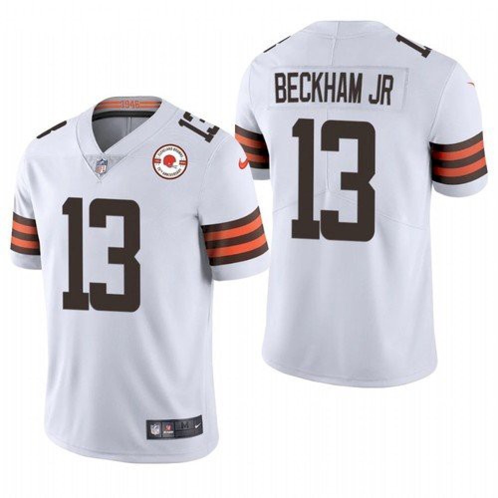 Men's Cleveland Browns #13 Odell Beckham Jr. 2021 White 75th Anniversary Vapor Untouchable Limited Stitched NFL Jersey