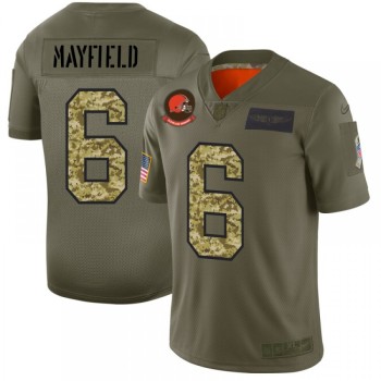 Men's Cleveland Browns #6 Baker Mayfield 2019 Olive/Camo Salute To Service Limited Stitched NFL Jersey