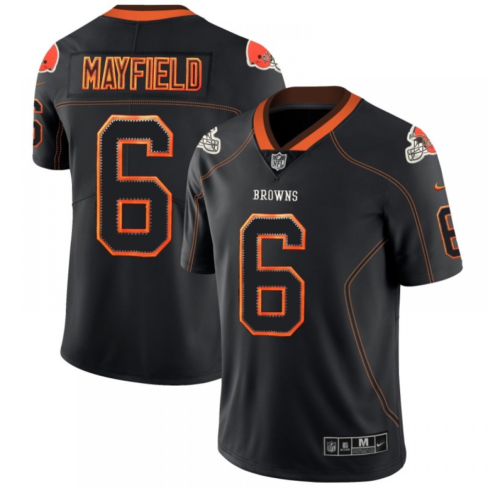 Men's Cleveland Browns #6 Baker Mayfield Black 2018 Lights Out Color Rush NFL Limited Stitched Jersey