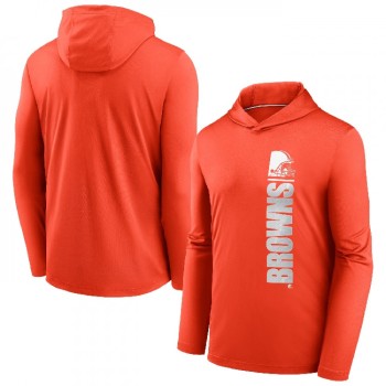 Men's Cleveland Browns Orange Fan Gear Team Stack Hoodie Performance Long Sleeve T-Shirt